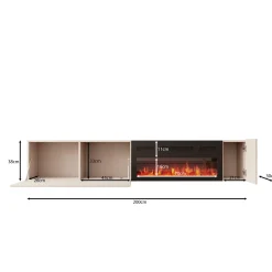 Cruzar - TV-Meubel met sfeerhaard - Zwart - 200x30x38 cm