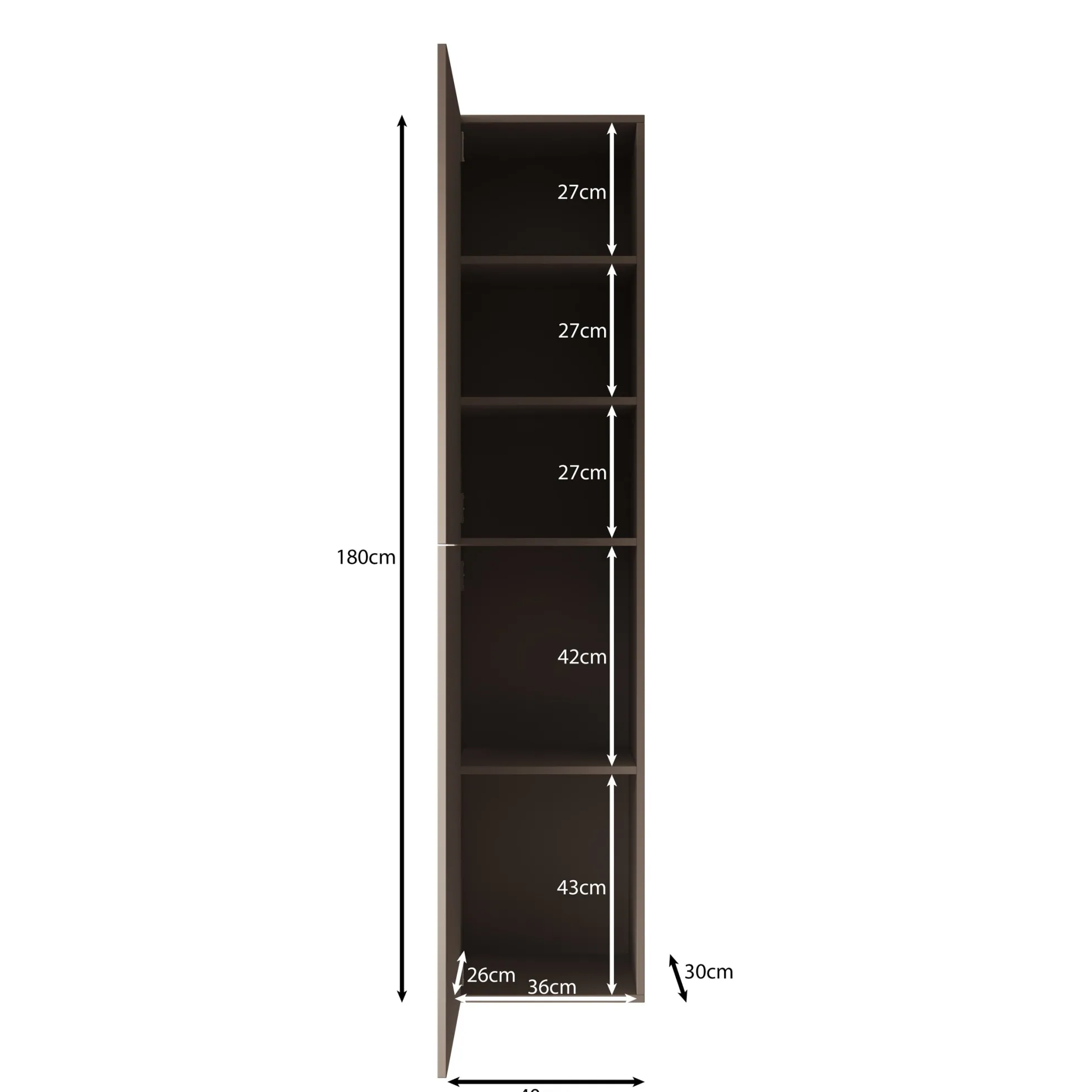 Cruzar - Vitrinekast - Beige - 40x30x180 cm