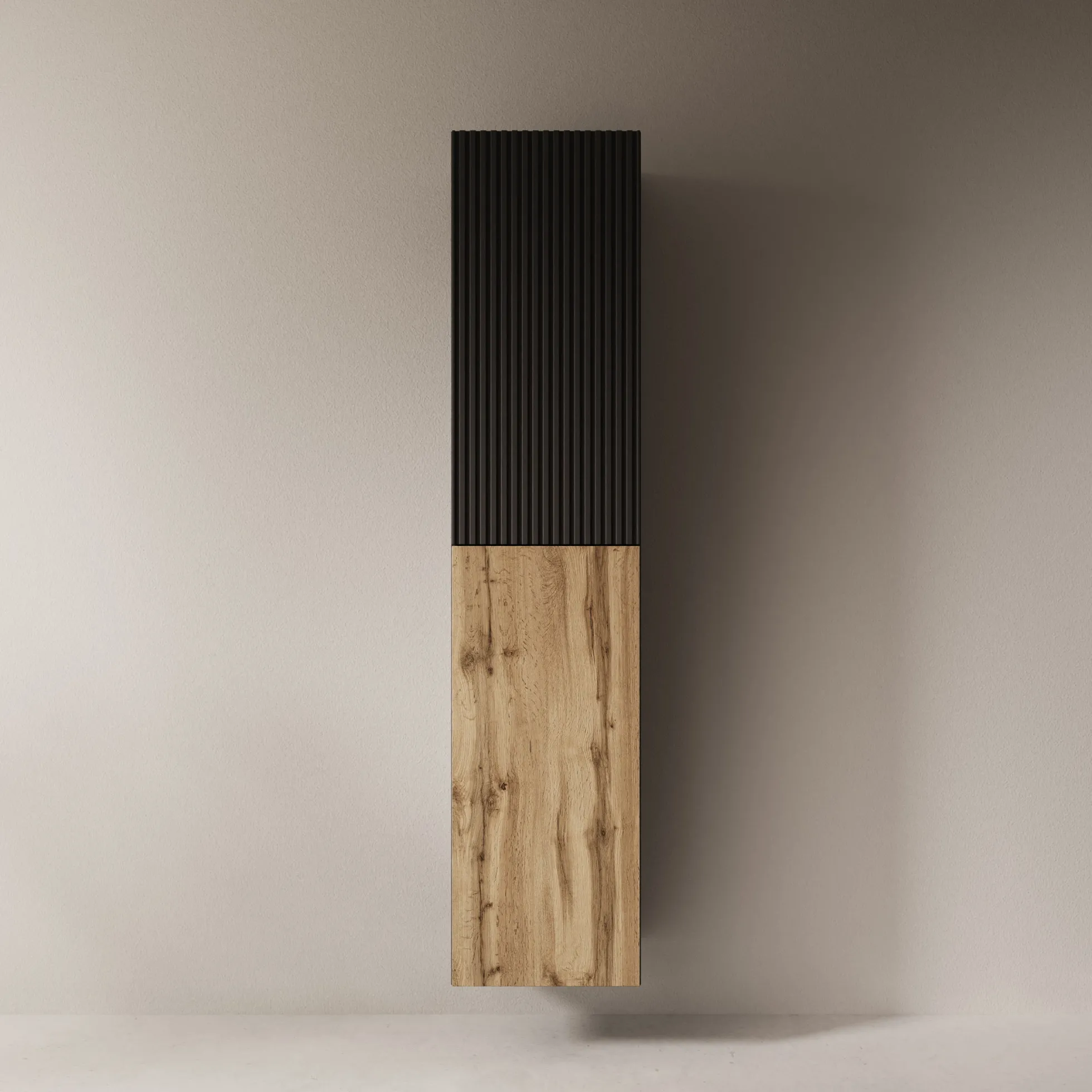 Cruzar - Vitrinekast - Zwart/Eiken - 40x30x180 cm