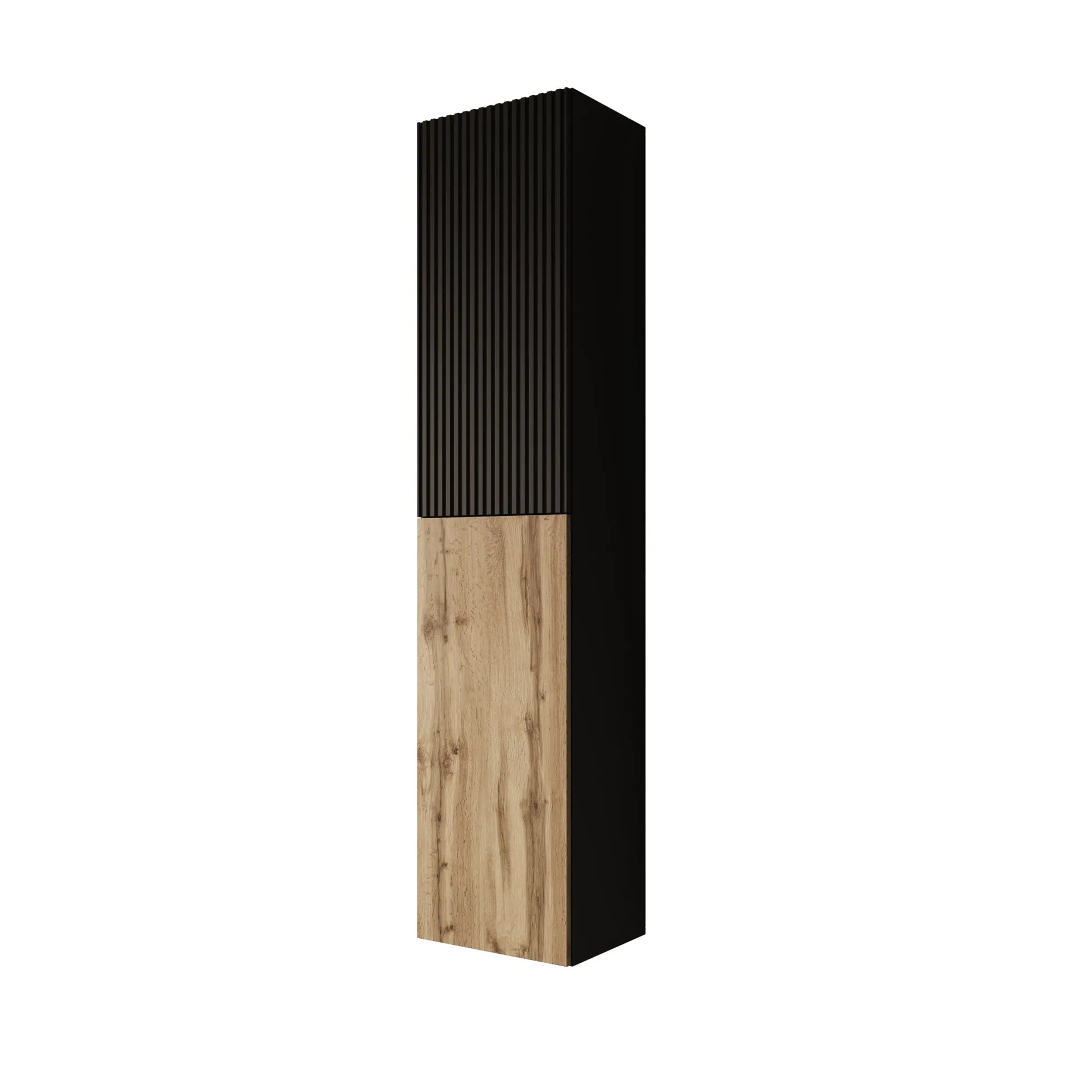 Cruzar - Vitrinekast - Zwart/Eiken - 40x30x180 cm