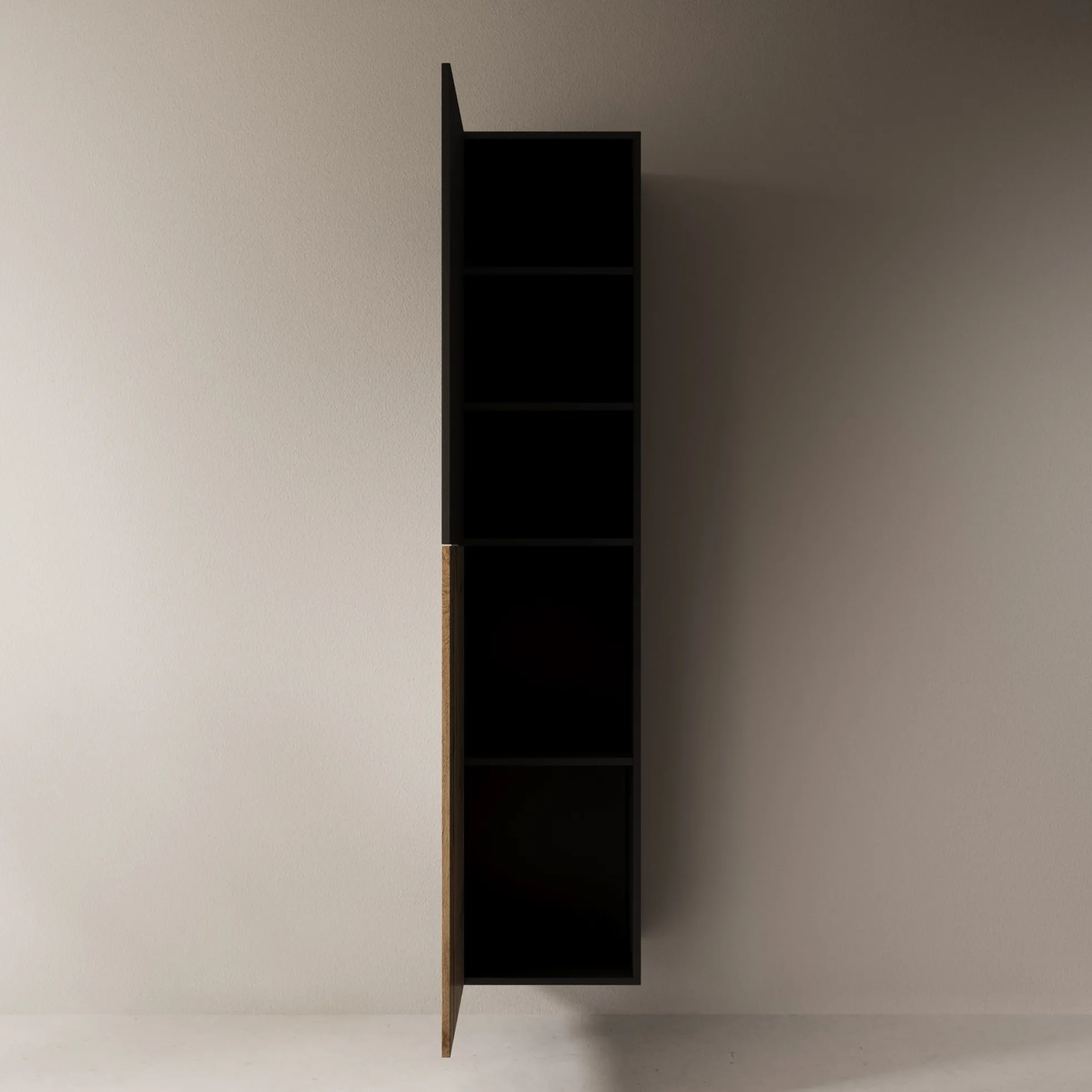 Cruzar - Vitrinekast - Zwart/Eiken - 40x30x180 cm
