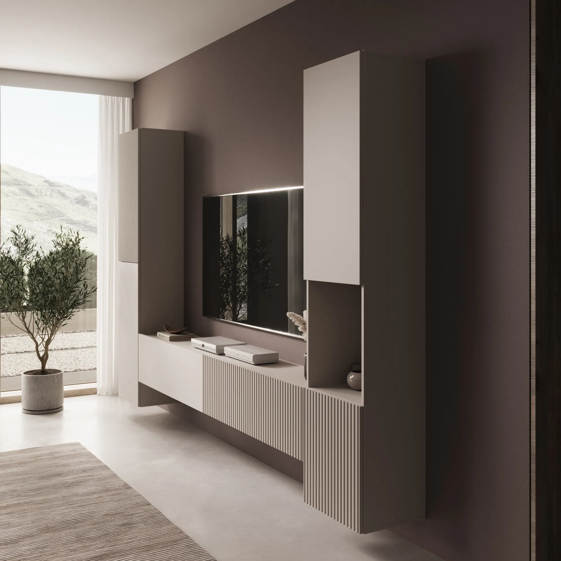 Cruzar - Wandmeubel - Beige - 280x30x180 cm