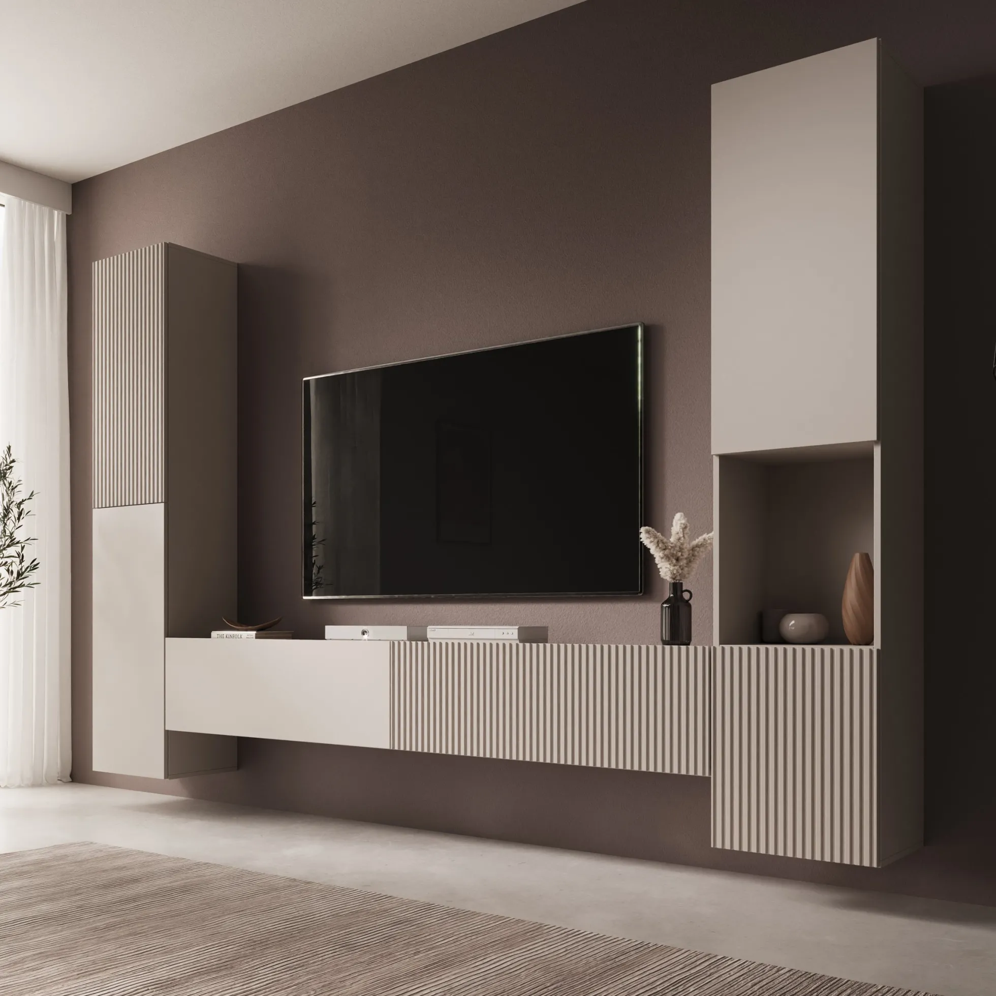 Cruzar - Wandmeubel - Beige - 280x30x180 cm