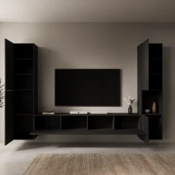 Cruzar - Wandmeubel - Zwart - 280x30x180 cm