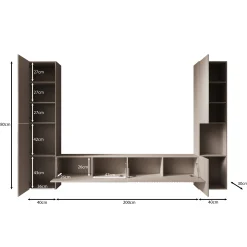 Cruzar - Wandmeubel - Zwart/Eiken - 280x30x180 cm