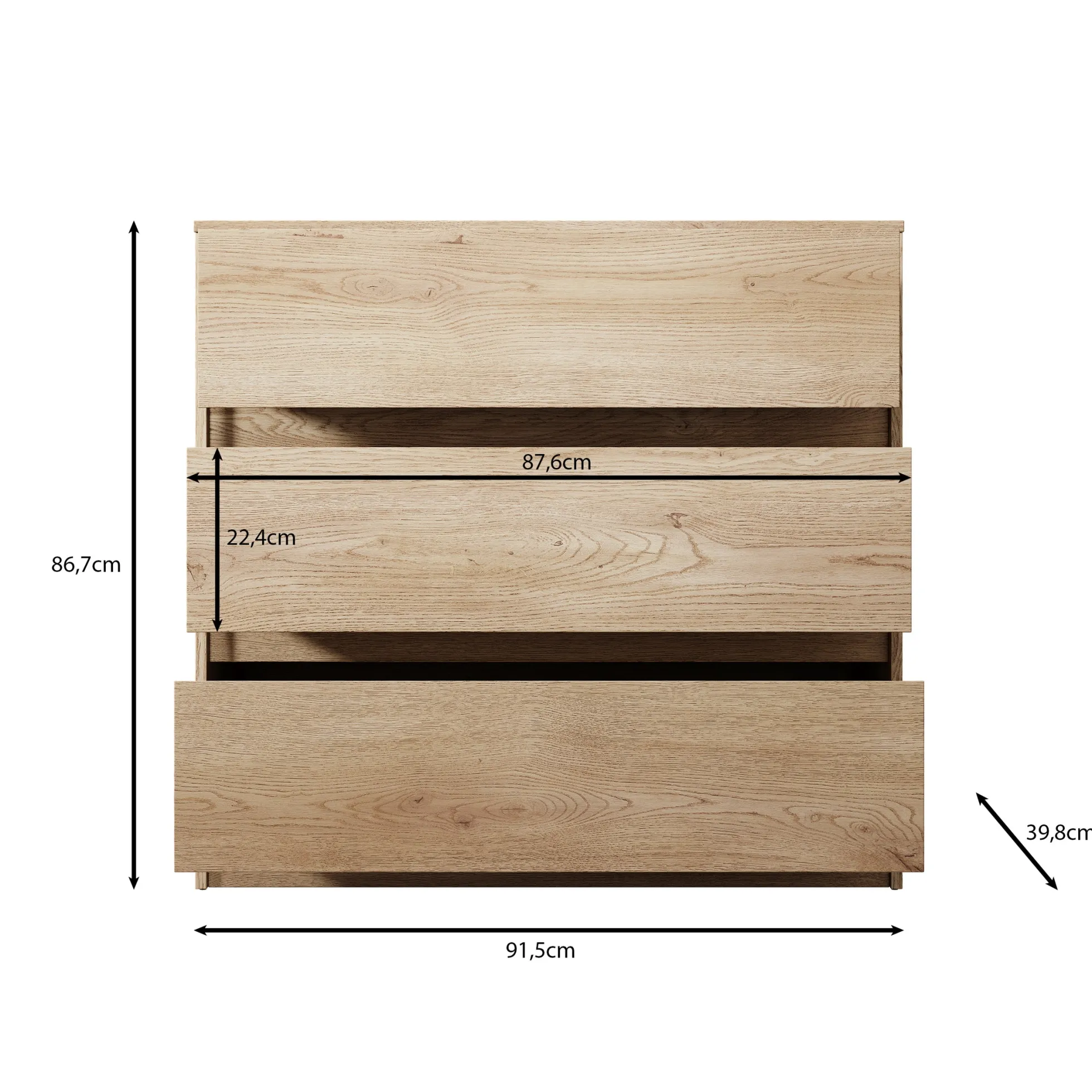 Cuarto - Ladekast - Eiken - 91x40x87 cm