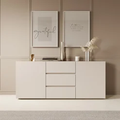 Cumi - Dressoir - Beige/Eikenpatroon - 150x34x64 cm