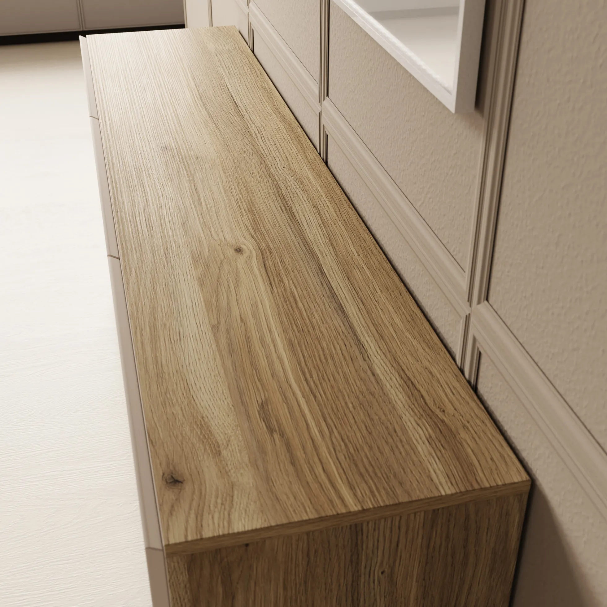 Cumi - Dressoir - Beige/Eikenpatroon - 150x34x64 cm