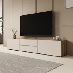 Cumi - TV-Meubel - Beige/Eikenpatroon - 200x34x36 cm