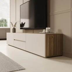 Cumi - TV-Meubel - Beige/Eikenpatroon - 200x34x36 cm