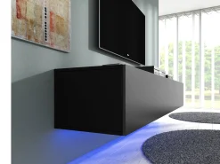 Dario - TV-Meubel met verlichting - Mat zwart - 180 cm