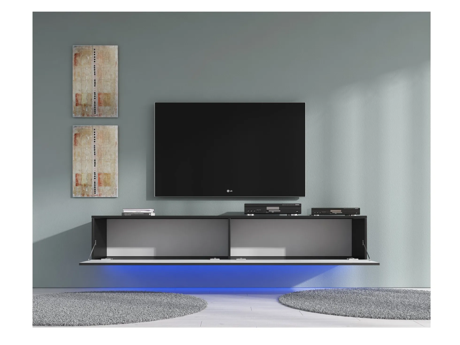 Dario - TV-Meubel met verlichting - Mat zwart - 180 cm