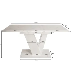 Dayman - Eetkamertafel - Wit/marmerlook - 120x80x76 cm