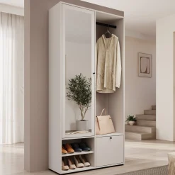 Deacon - Halkast met 2 deuren - Wit - 90x33x190 cm