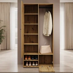 Deacon - Halkast met 2 deuren - Eiken - 90x33x190 cm
