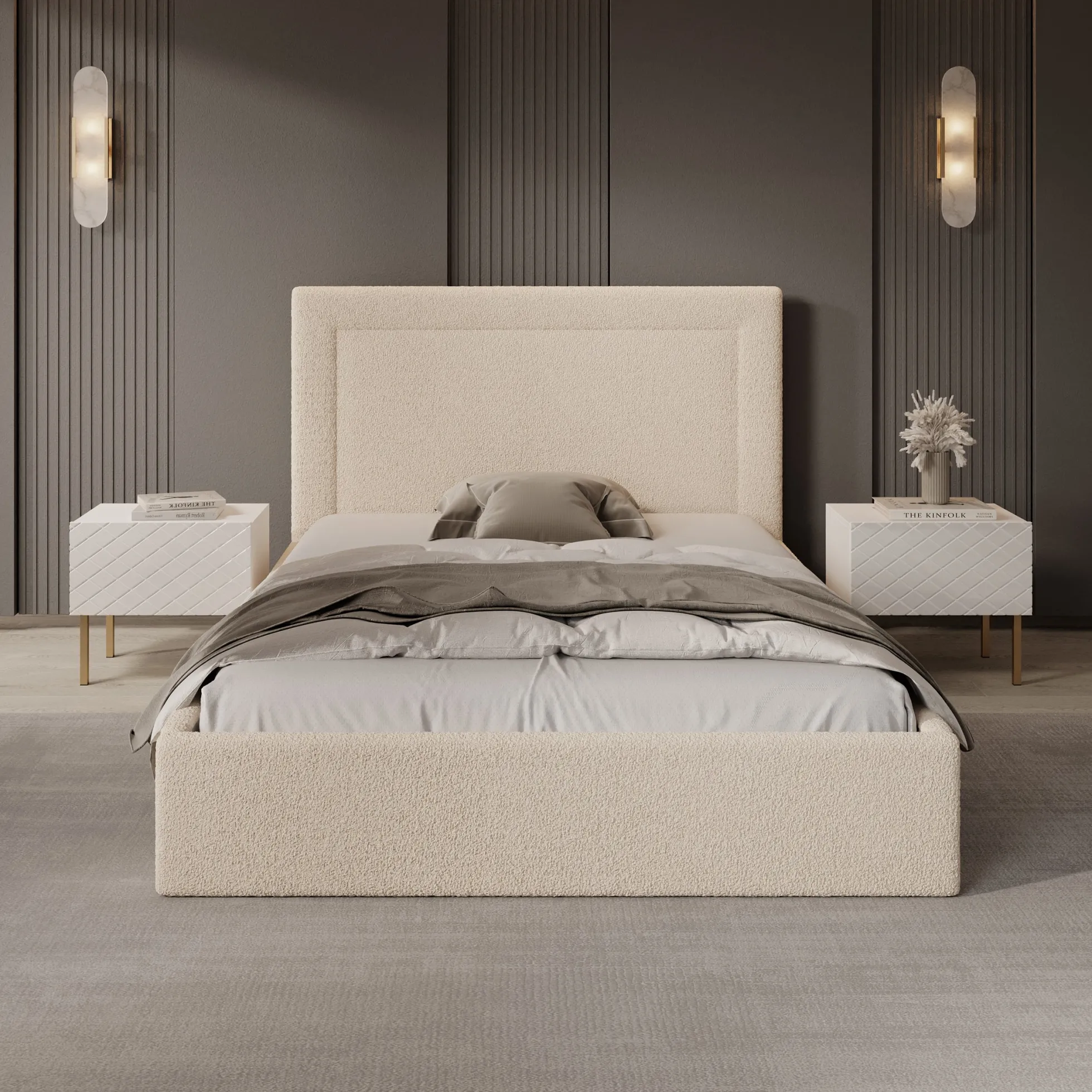 Dejada - Tweepersoonsbed - Beige teddystof - 140x200 cm