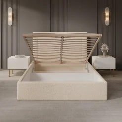 Dejada - Tweepersoonsbed - Beige teddystof - 140x200 cm