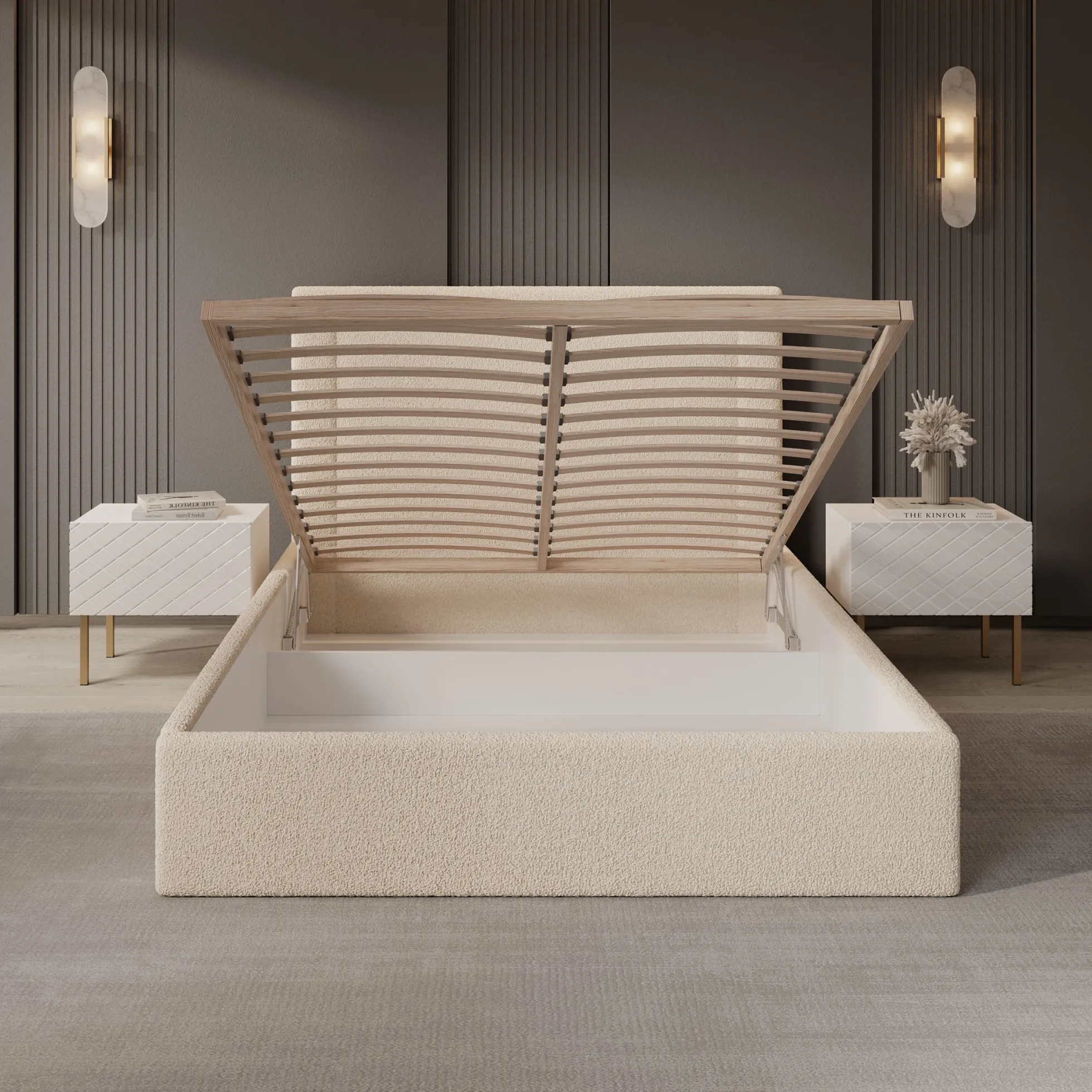 Dejada - Tweepersoonsbed - Beige teddystof - 140x200 cm