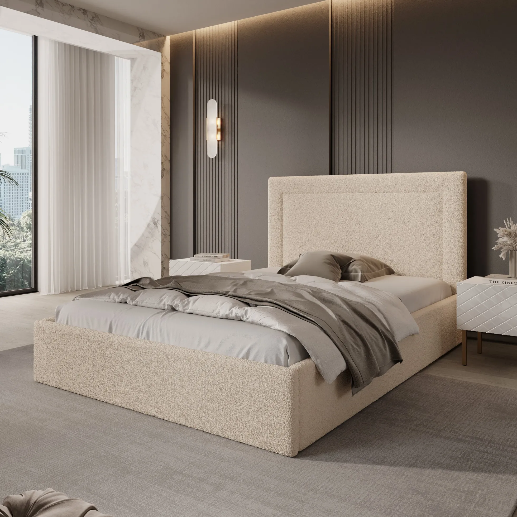 Dejada - Tweepersoonsbed - Beige teddystof - 140x200 cm