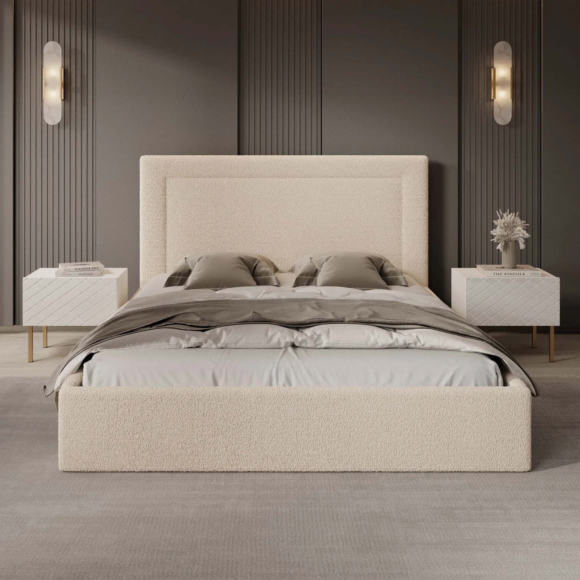 Dejada - Tweepersoonsbed - Beige teddystof - 160x200 cm