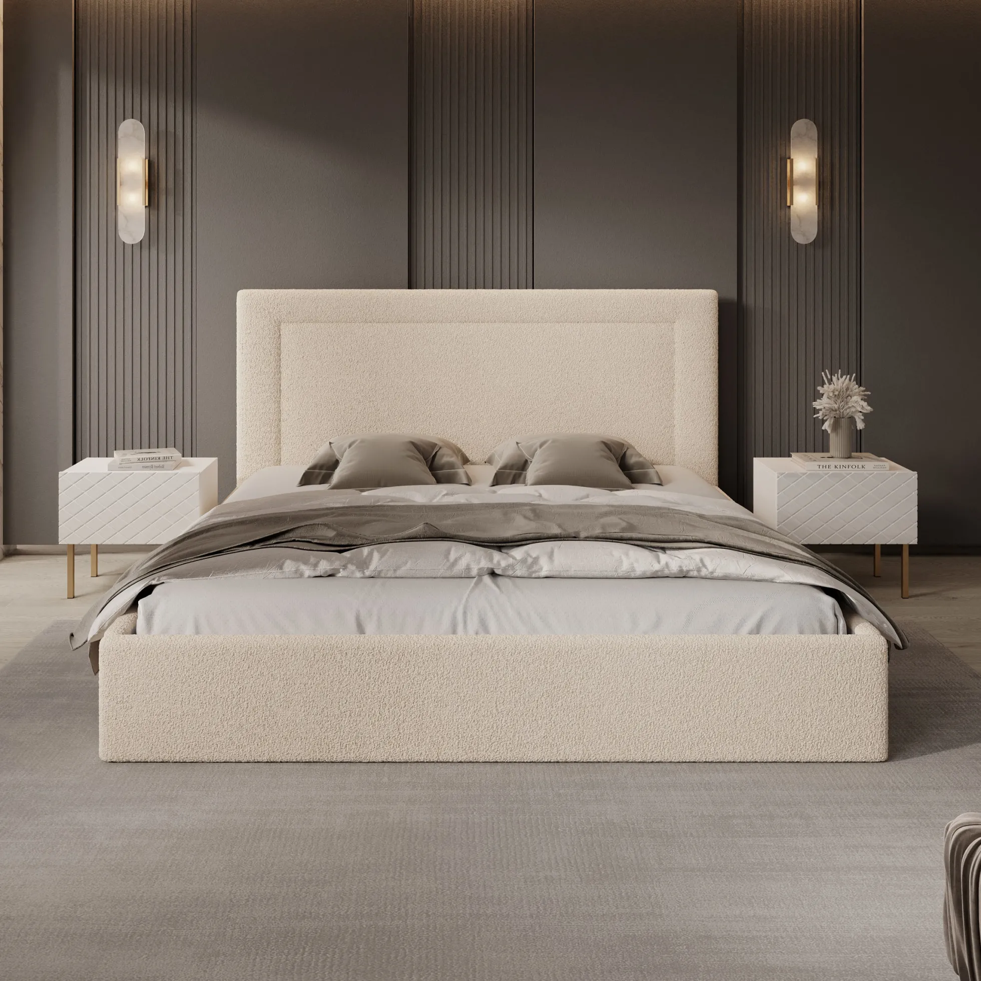 Dejada - Tweepersoonsbed - Beige teddystof - 180x200 cm
