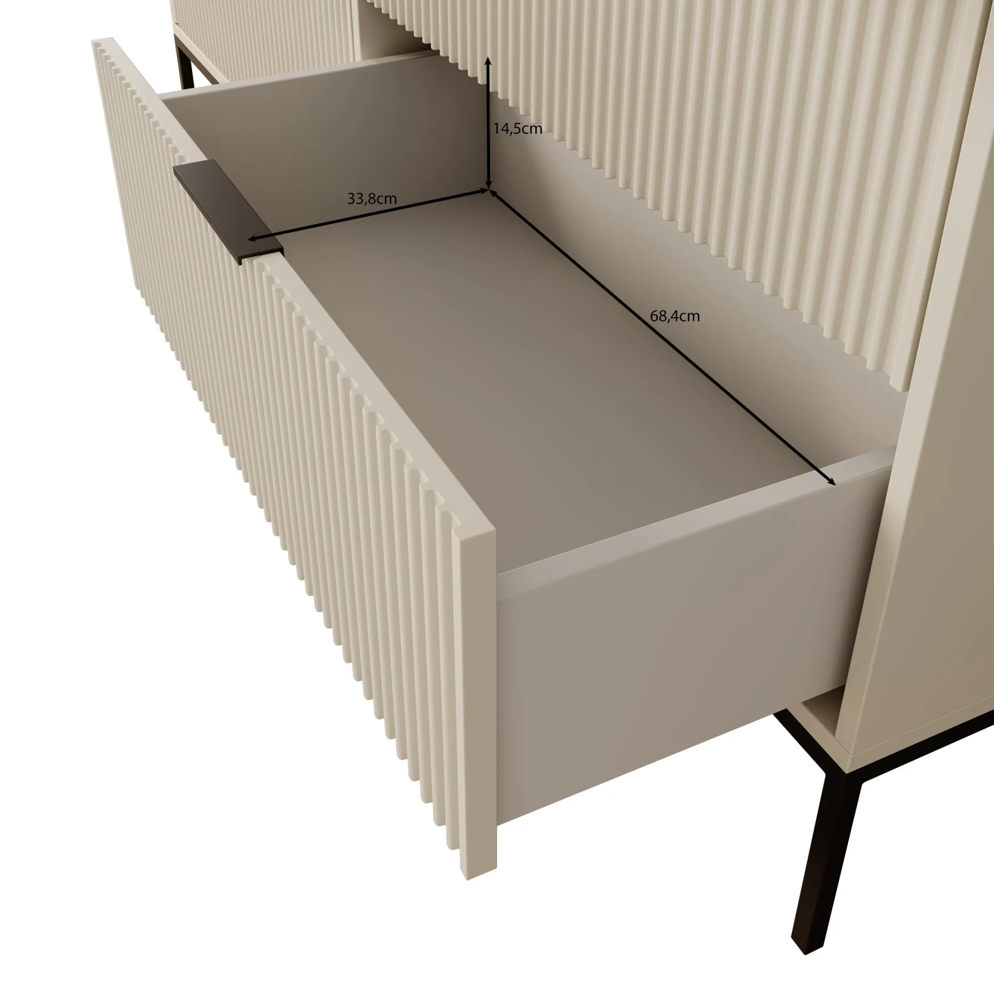 Delaware - Ladekast 8 lades - Beige - 150x40x116 cm