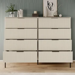 Delaware - Ladekast 8 lades - Beige - 150x40x116 cm