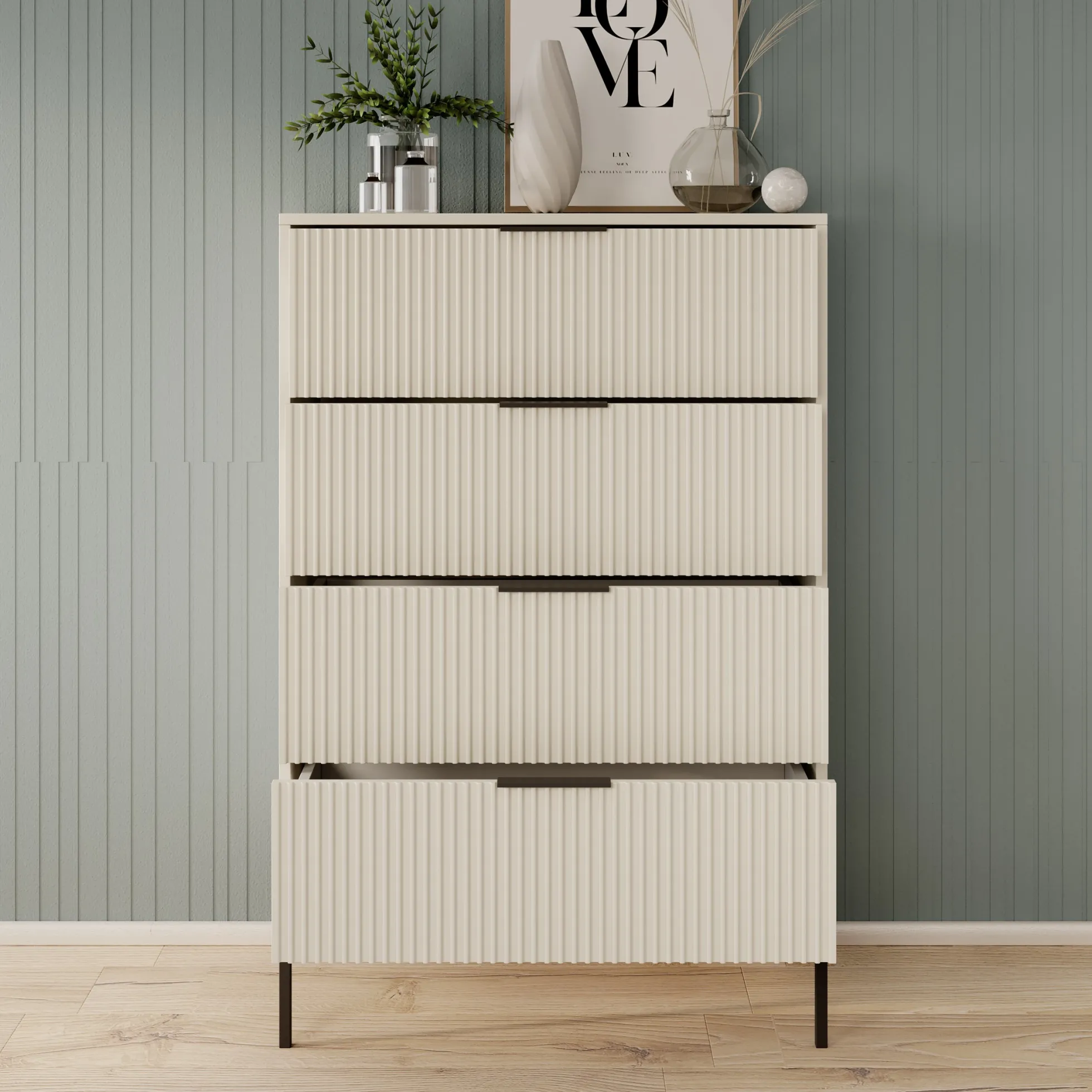 Delaware - Ladekast 4 lades - Beige - 76x40x116 cm