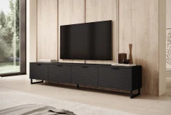 Delgado - TV-Meubel met 4 deuren - Mat zwart - 200 cm