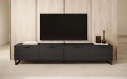 Delgado - TV-Meubel met 4 deuren - Mat zwart - 200 cm