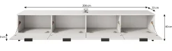 Delgado - TV-Meubel met 4 deuren - Mat zwart - 200 cm