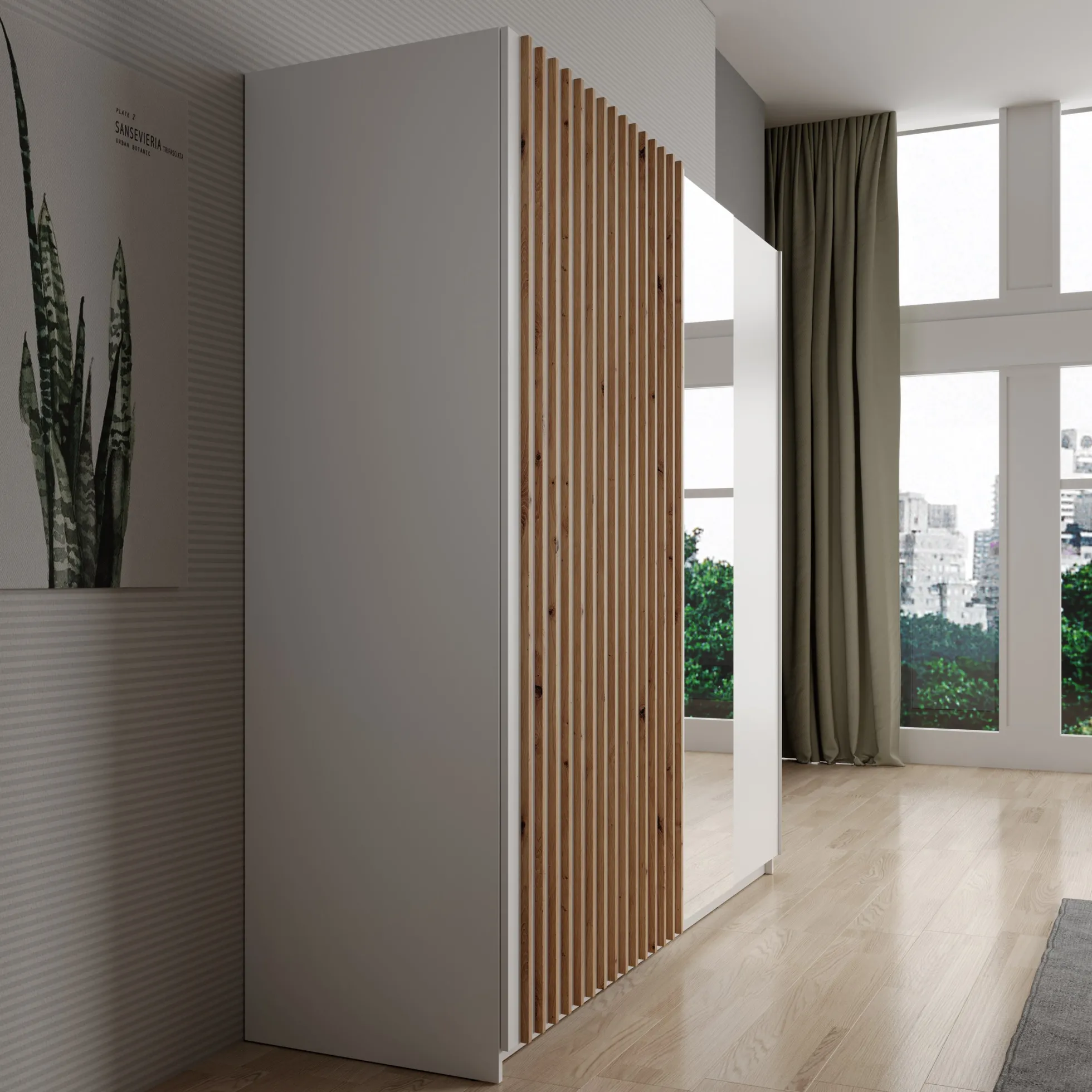 Deliryon - Kledingkast met schuifdeuren - Wit - 200x62x199 cm