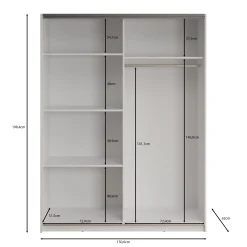 Deliryon - Kledingkast met schuifdeuren - Wit - 151x62x198 cm