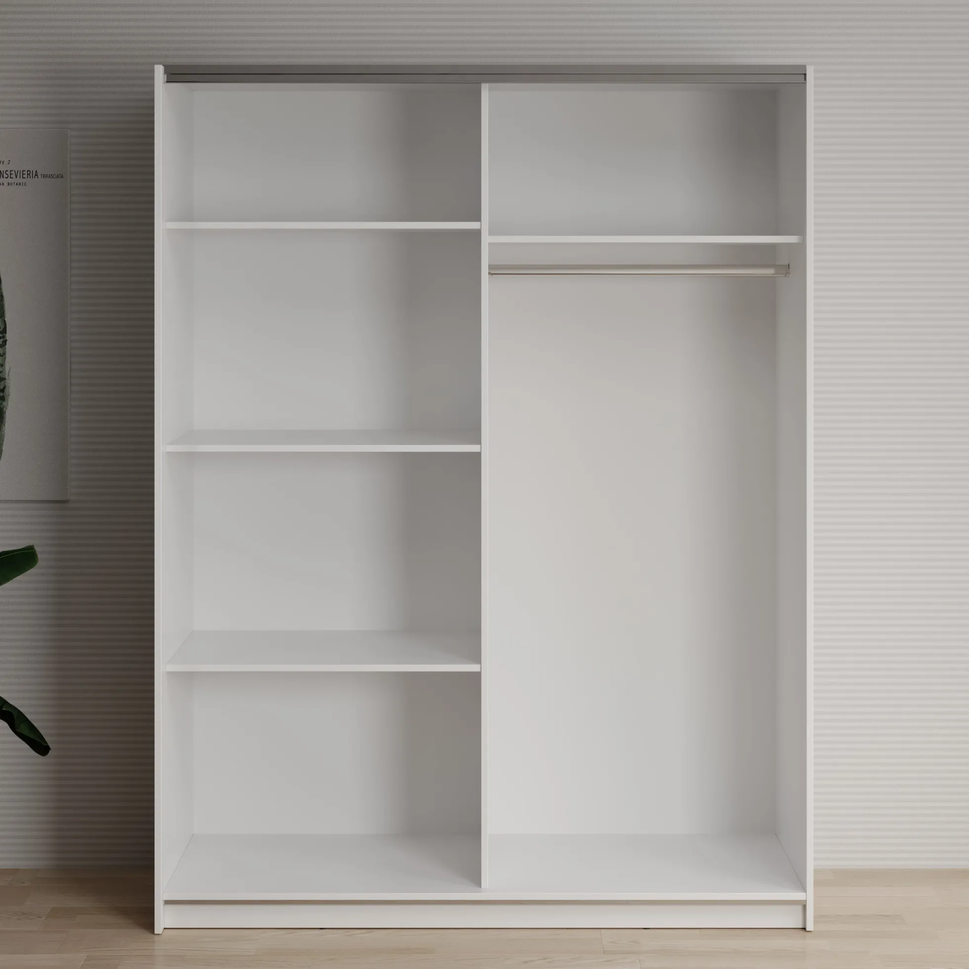 Deliryon - Kledingkast met schuifdeuren - Wit - 151x62x198 cm