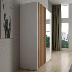 Deliryon - Kledingkast met schuifdeuren - Wit - 151x62x198 cm
