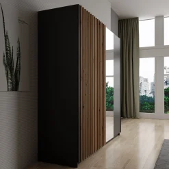 Deliryon - Kledingkast met schuifdeuren - Zwart - 200x62x199 cm
