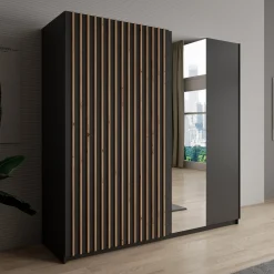 Deliryon - Kledingkast met schuifdeuren - Zwart - 200x62x199 cm