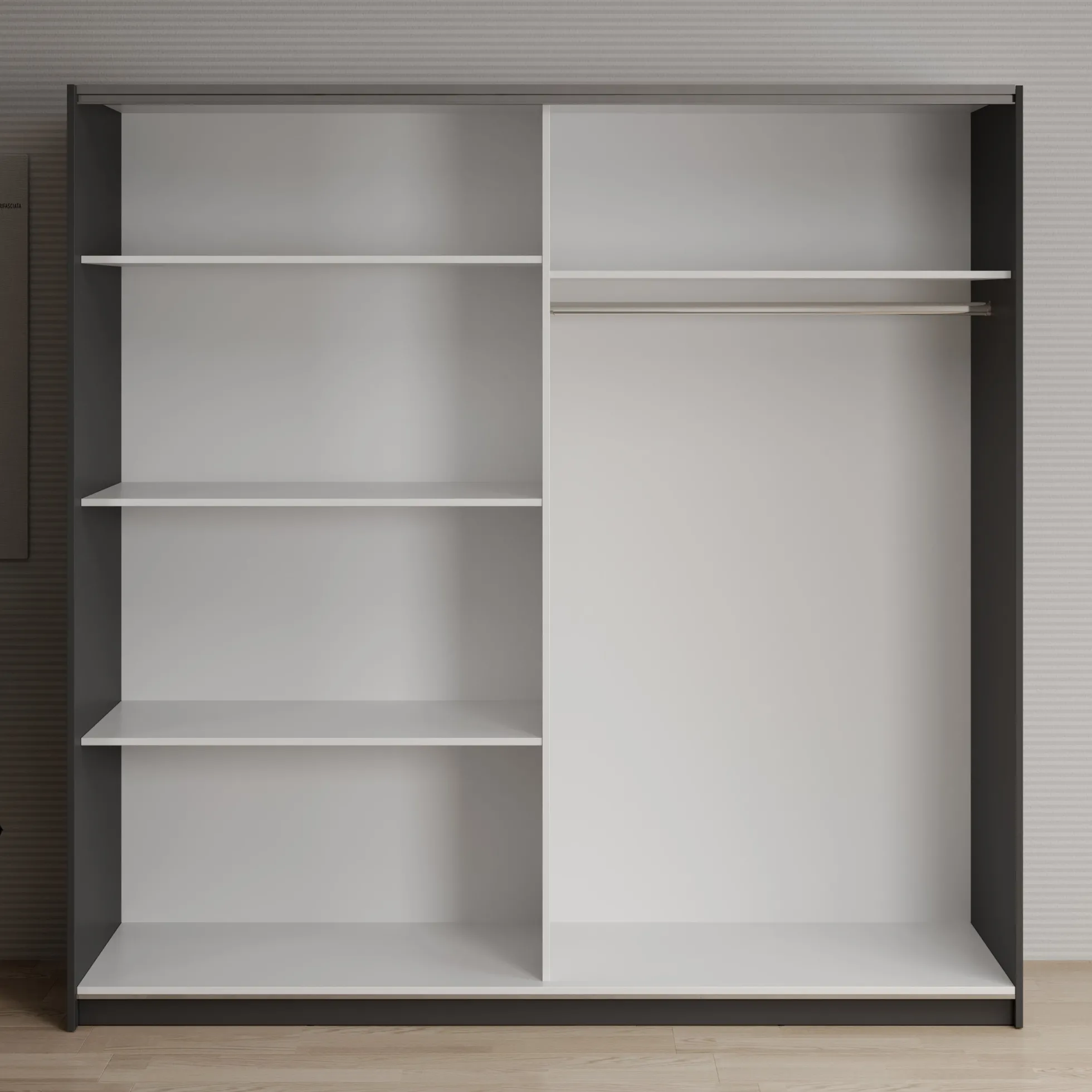 Deliryon - Kledingkast met schuifdeuren - Zwart - 200x62x199 cm