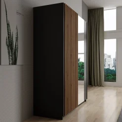 Deliryon - Kledingkast met schuifdeuren - Zwart - 151x62x198 cm