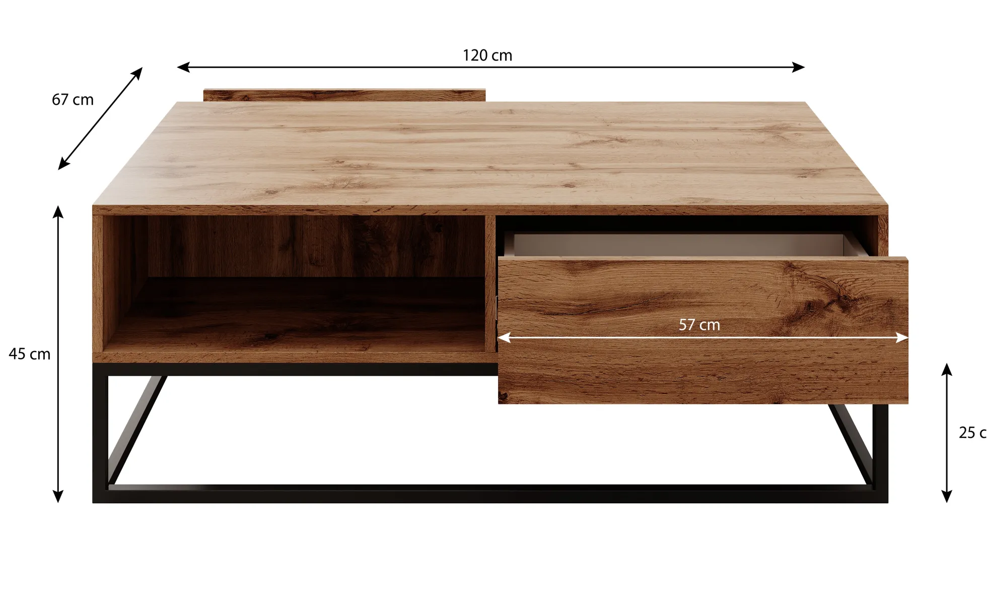 Delta - Salontafel met lades - Eiken