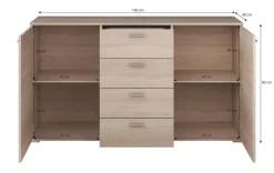 Dento - Dressoir - Wit - 150x40x85 cm
