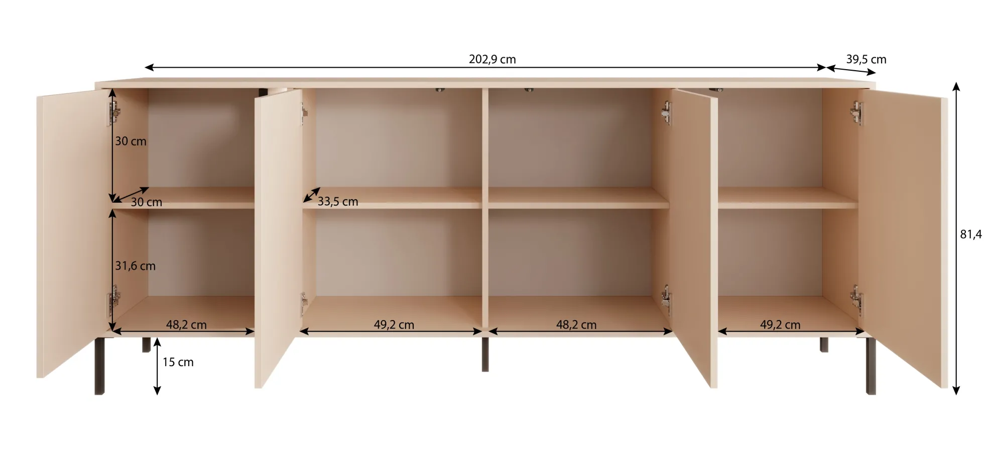Desert - Dressoir - Beige - 203x40x81 cm