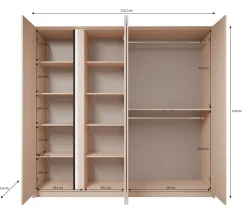 Desert - Kledingkast 4-deurs - Beige - 223x55x210 cm
