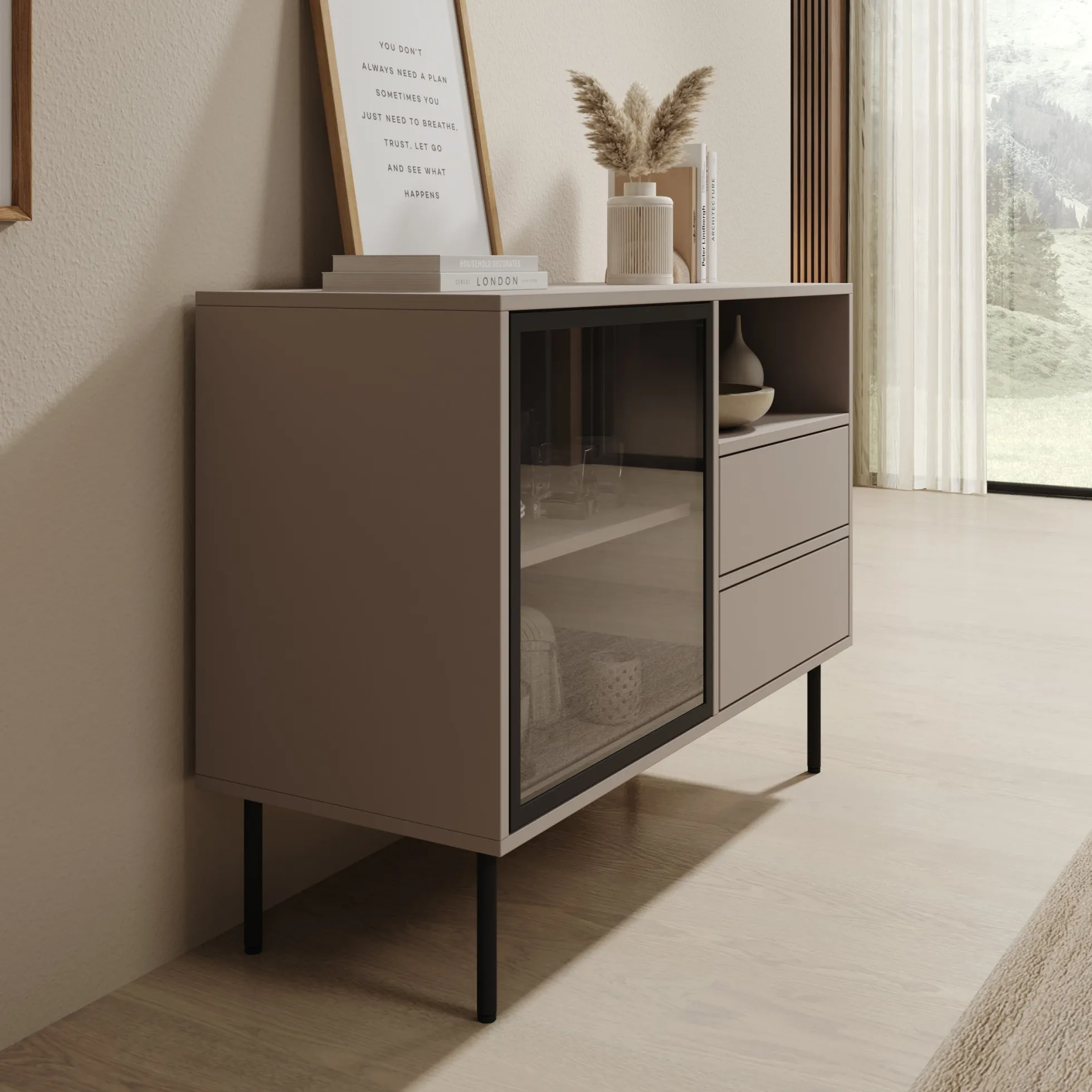 Dimora - Dressoir - Beige - 100x40x80 cm