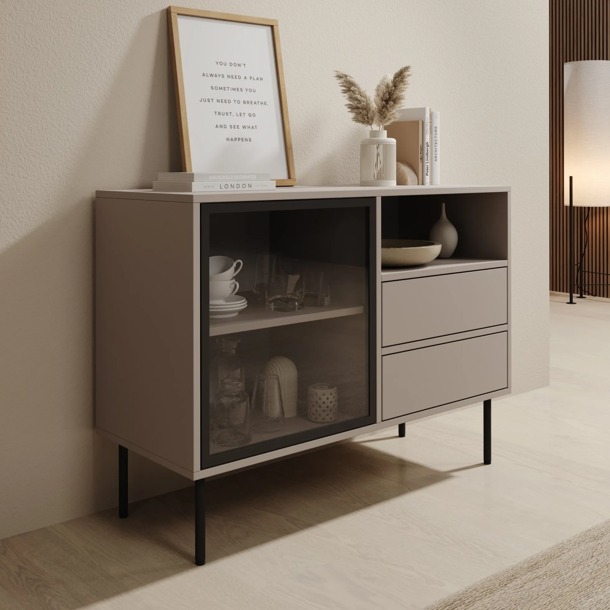 Dimora - Dressoir - Beige - 100x40x80 cm