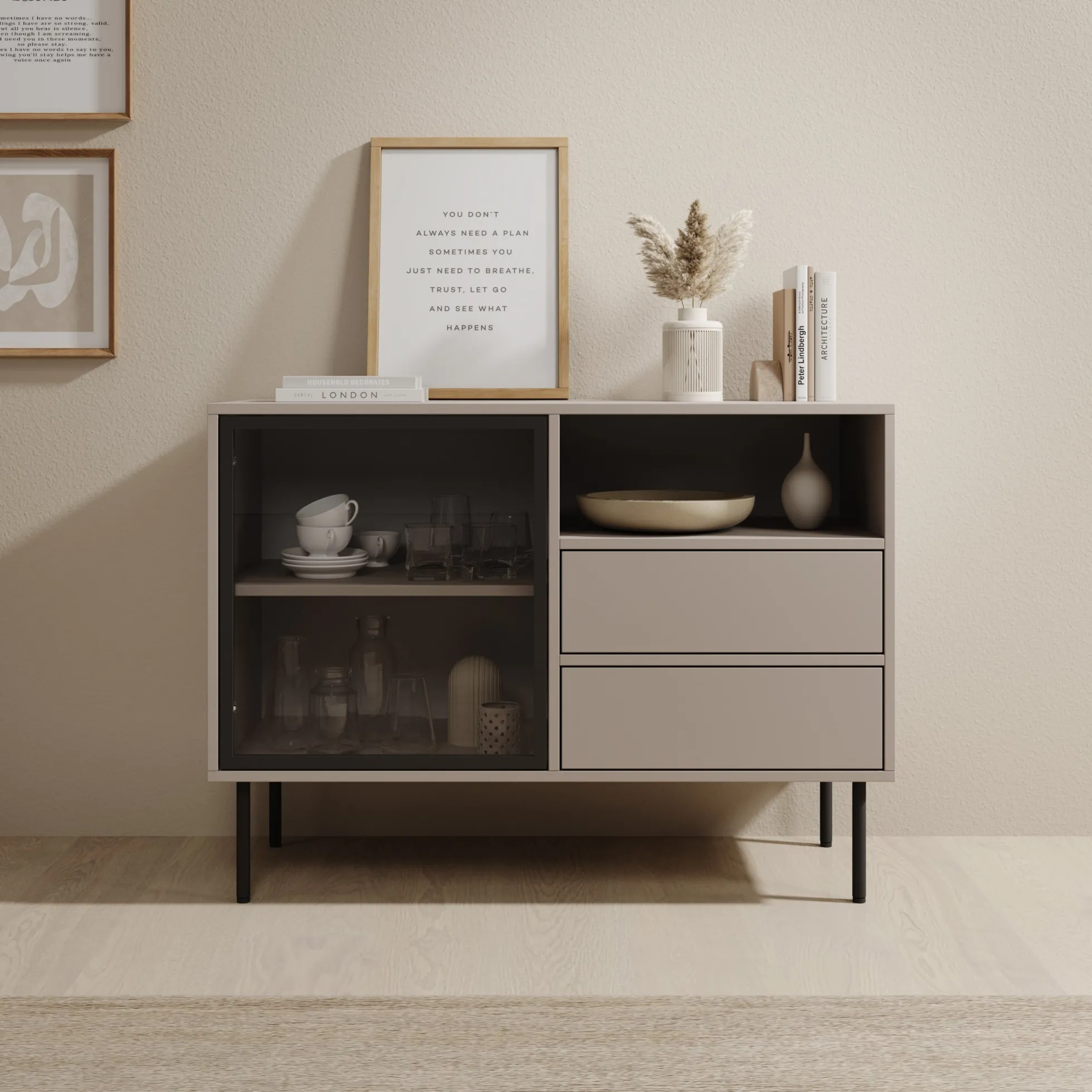 Dimora - Dressoir - Beige - 100x40x80 cm