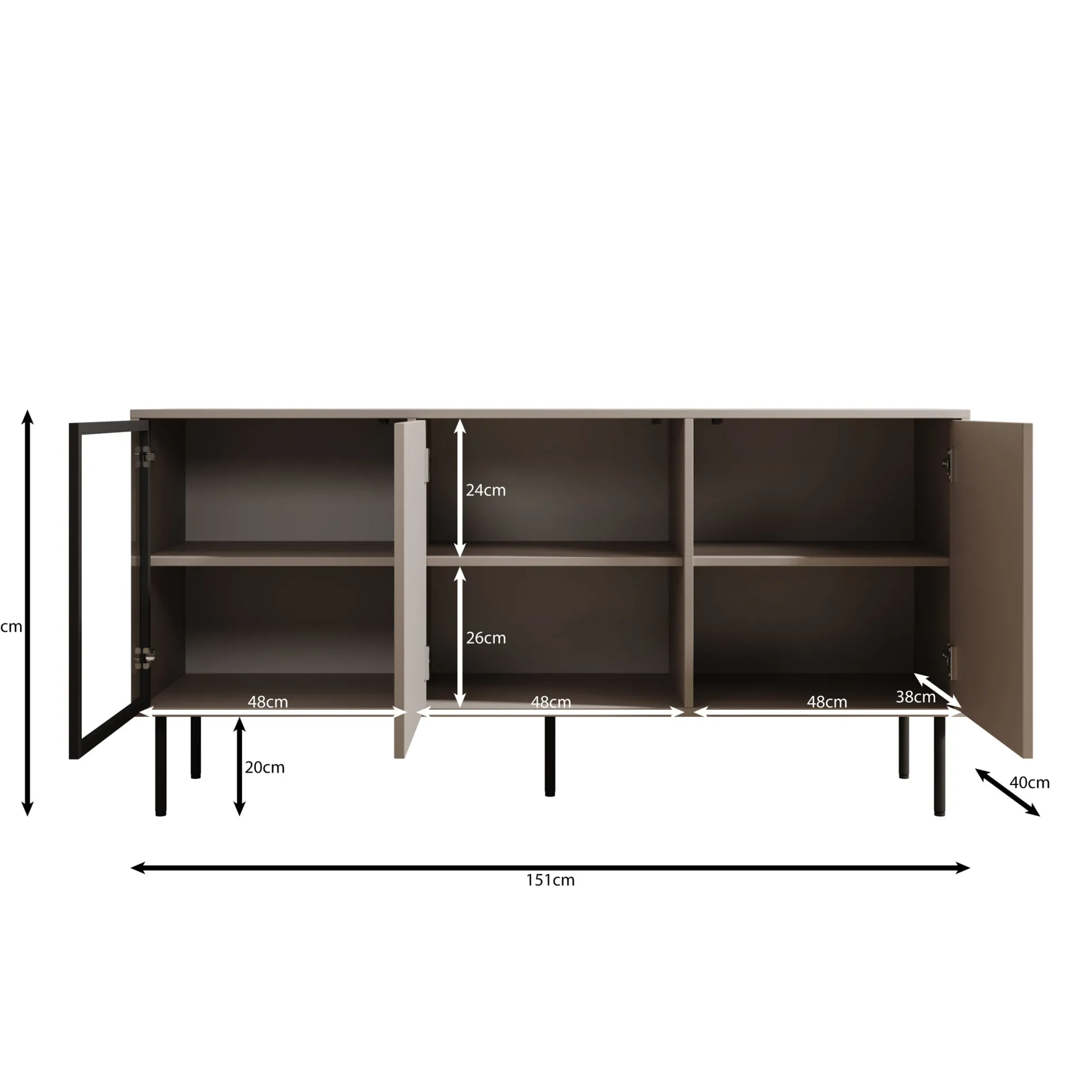 Dimora - Dressoir - Beige - 151x40x75 cm