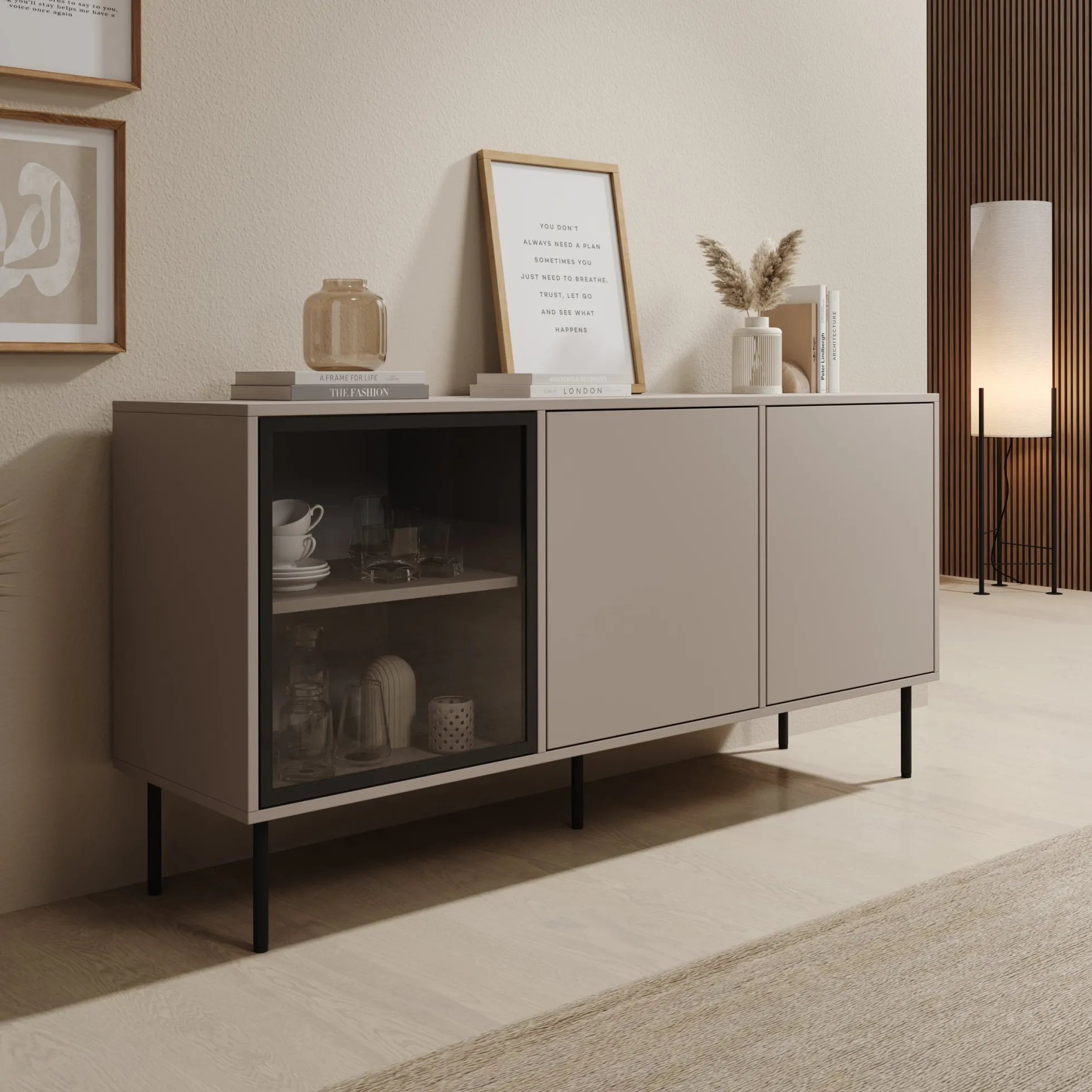 Dimora - Dressoir - Beige - 151x40x75 cm