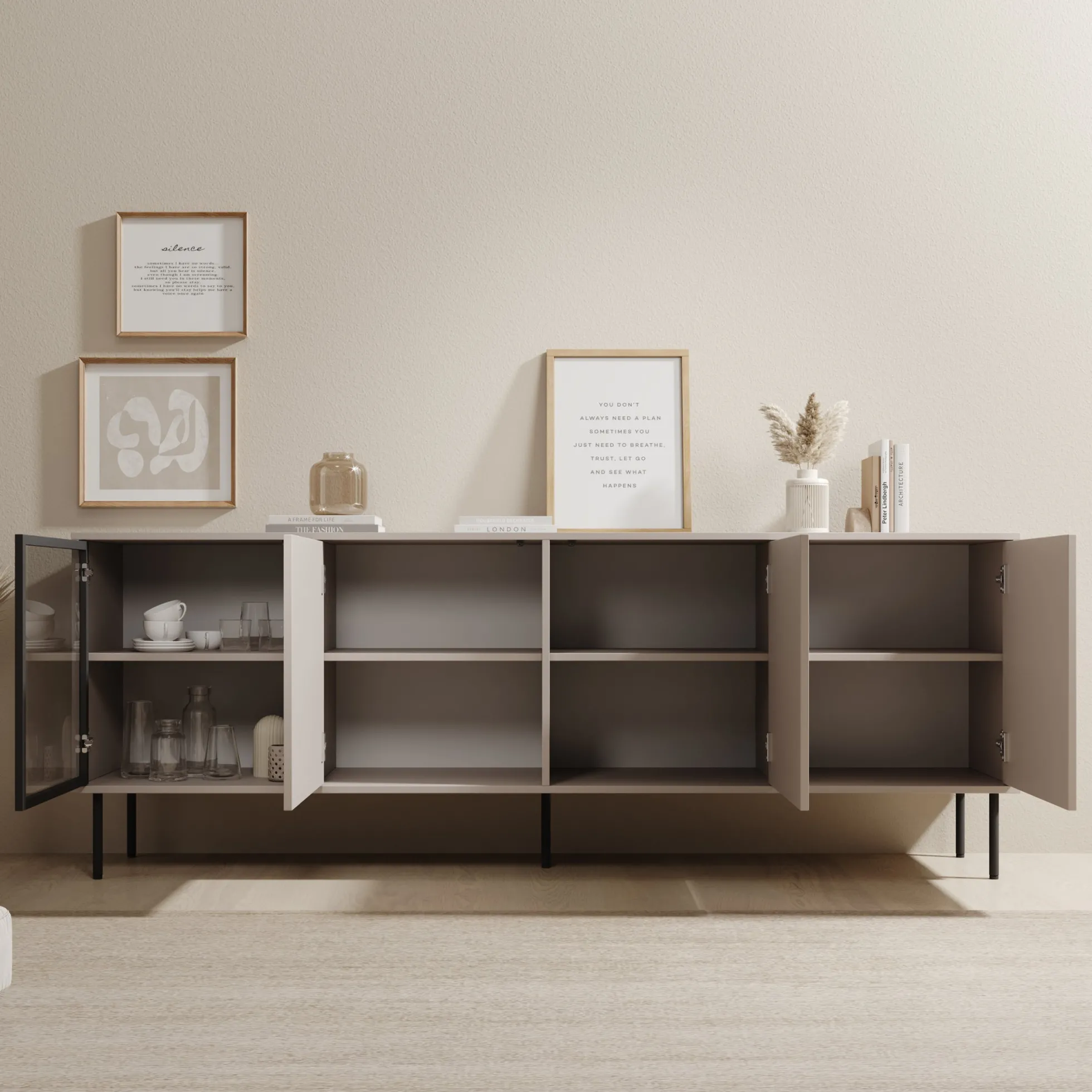 Dimora - Dressoir - Beige - 200x40x75 cm