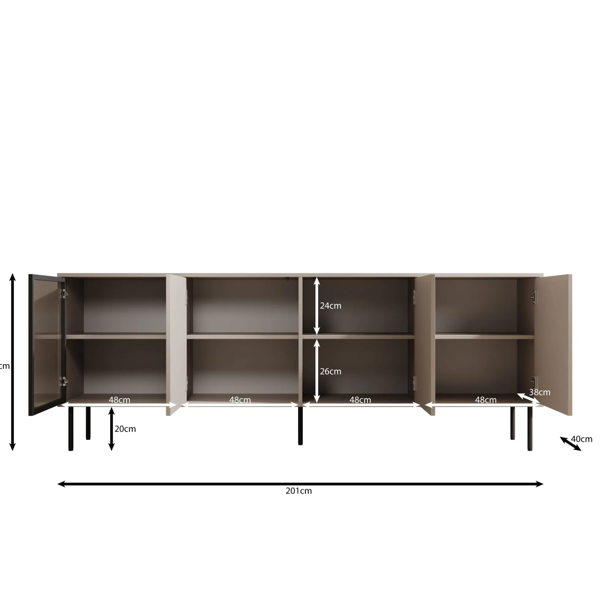 Dimora - Dressoir - Beige - 200x40x75 cm